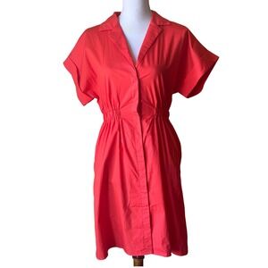 Compania Fantastica Red Cotton Shirt Dress, small, cheerfull, casual, minimalist